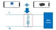 Power terminal protection scheme based on Semiconductor discharge tube (TSS) devices