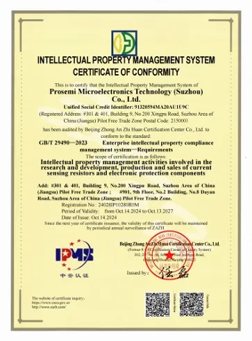 Prosemi Micro-electronic Has Passed The Gb/t 29490-2023 Intellectual Property Management System Certification